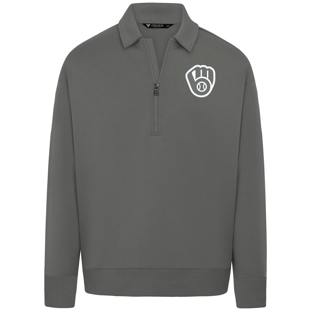 Milwaukee Brewers Levelwear Women's Canmore Chenille Logo Quarter-Zip Top Online