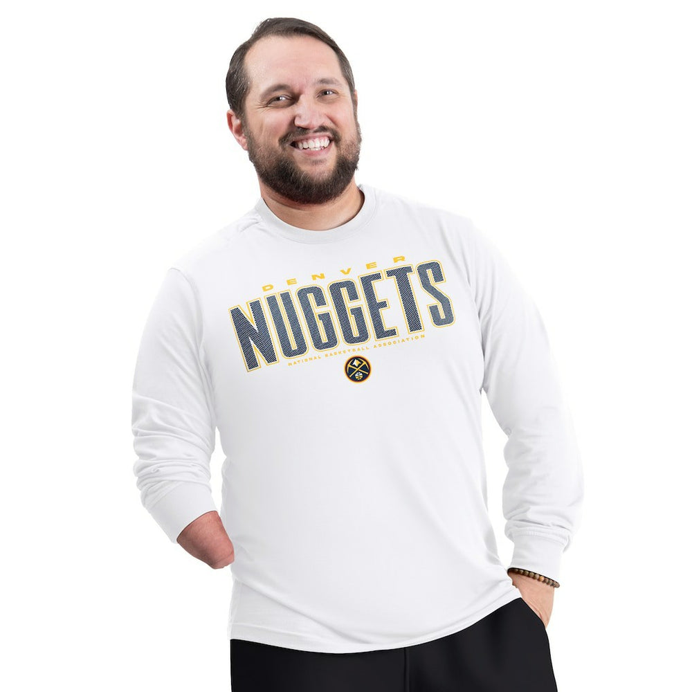 Denver Nuggets G-III Sports by Carl Banks Adaptive Printed Mesh Effect Long Sleeve T-Shirt White