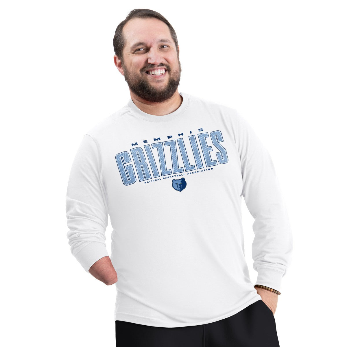 Memphis Grizzlies G-III Sports by Carl Banks Adaptive Printed Mesh Effect Long Sleeve T-Shirt White