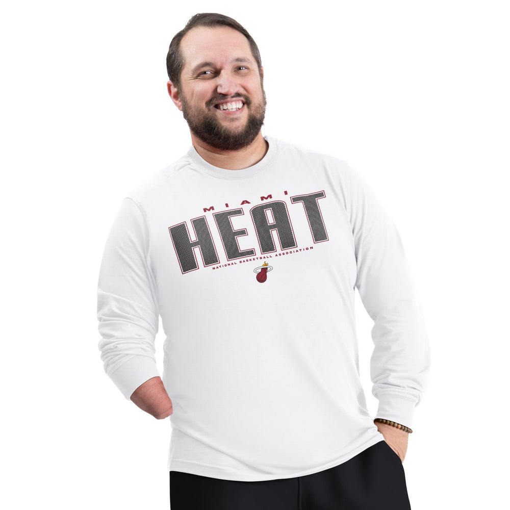 Miami Heat G-III Sports by Carl Banks Adaptive Printed Mesh Effect Long Sleeve T-Shirt White