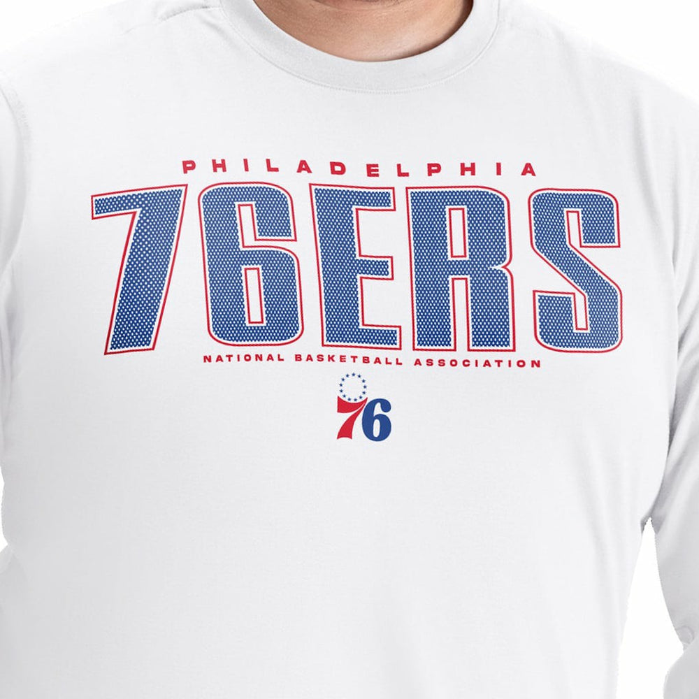 Philadelphia 76ers G-III Sports by Carl Banks Adaptive Printed Mesh Effect Long Sleeve T-Shirt White
