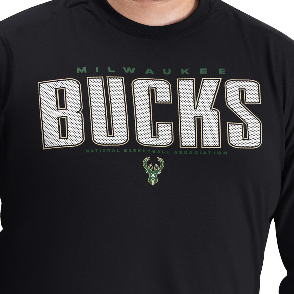 Milwaukee Bucks G-III Sports by Carl Banks Adaptive Printed Mesh Effect Long Sleeve T-Shirt Black