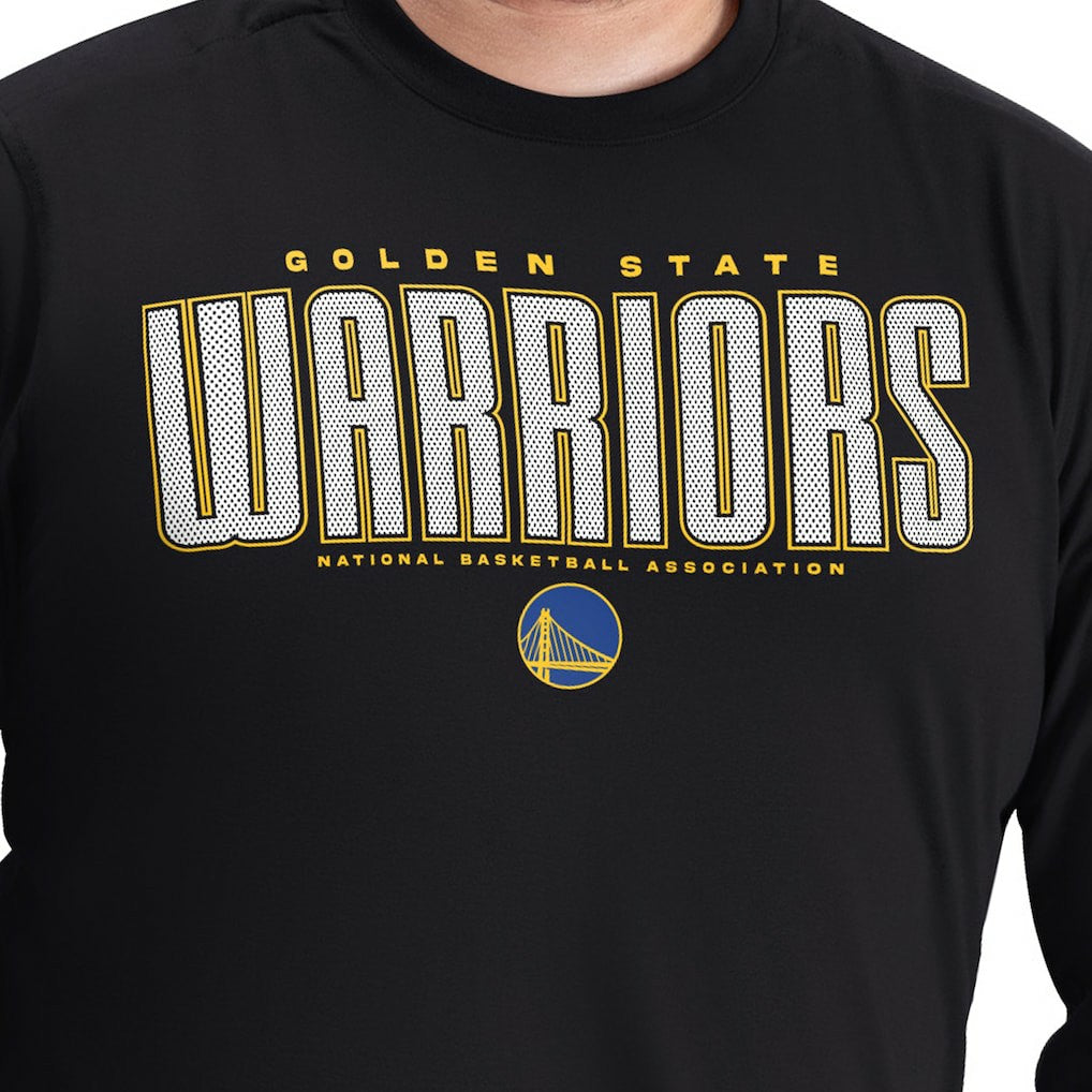 Golden State Warriors G-III Sports by Carl Banks Adaptive Printed Mesh Effect Long Sleeve T-Shirt Black