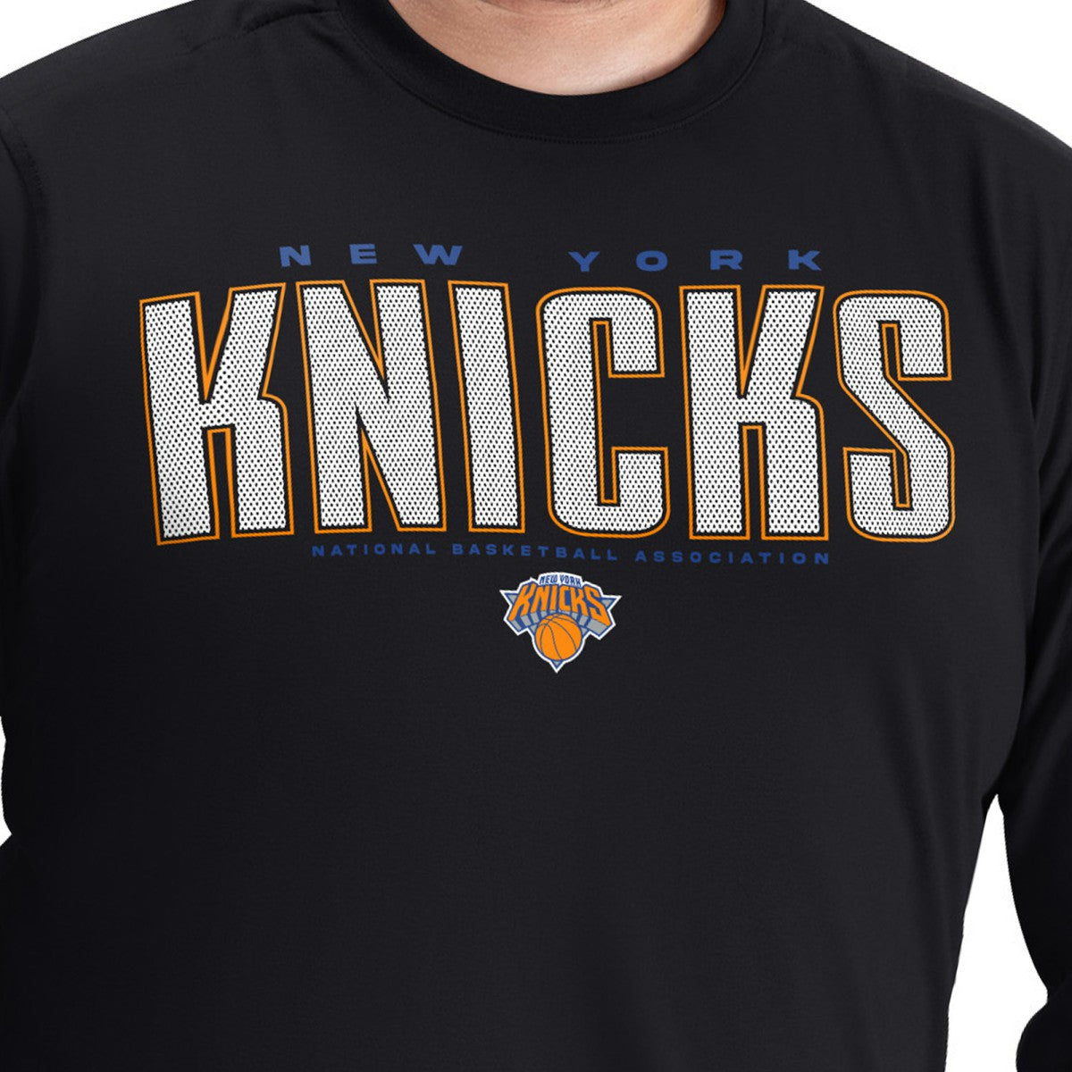 New York Knicks G-III Sports by Carl Banks Adaptive Printed Mesh Effect Long Sleeve T-Shirt Black