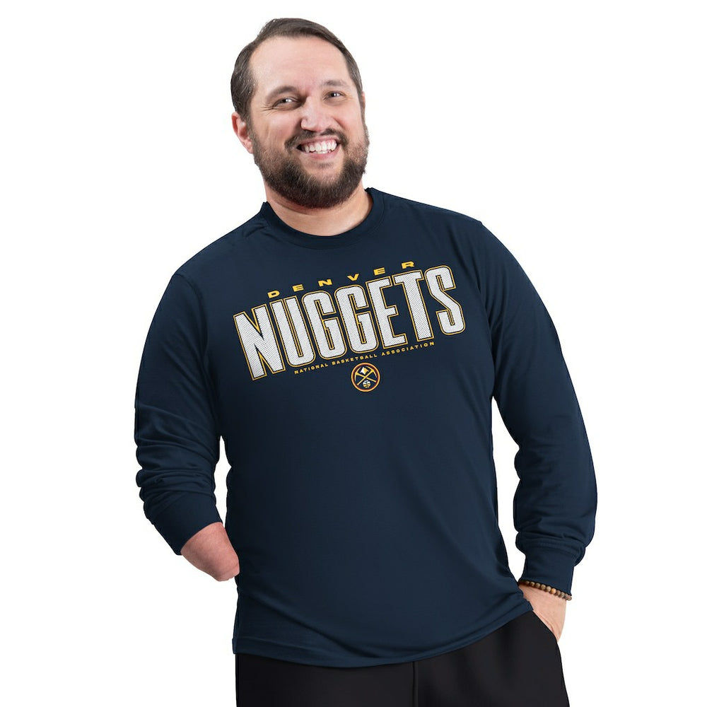Denver Nuggets G-III Sports by Carl Banks Adaptive Printed Mesh Effect Long Sleeve T-Shirt Navy