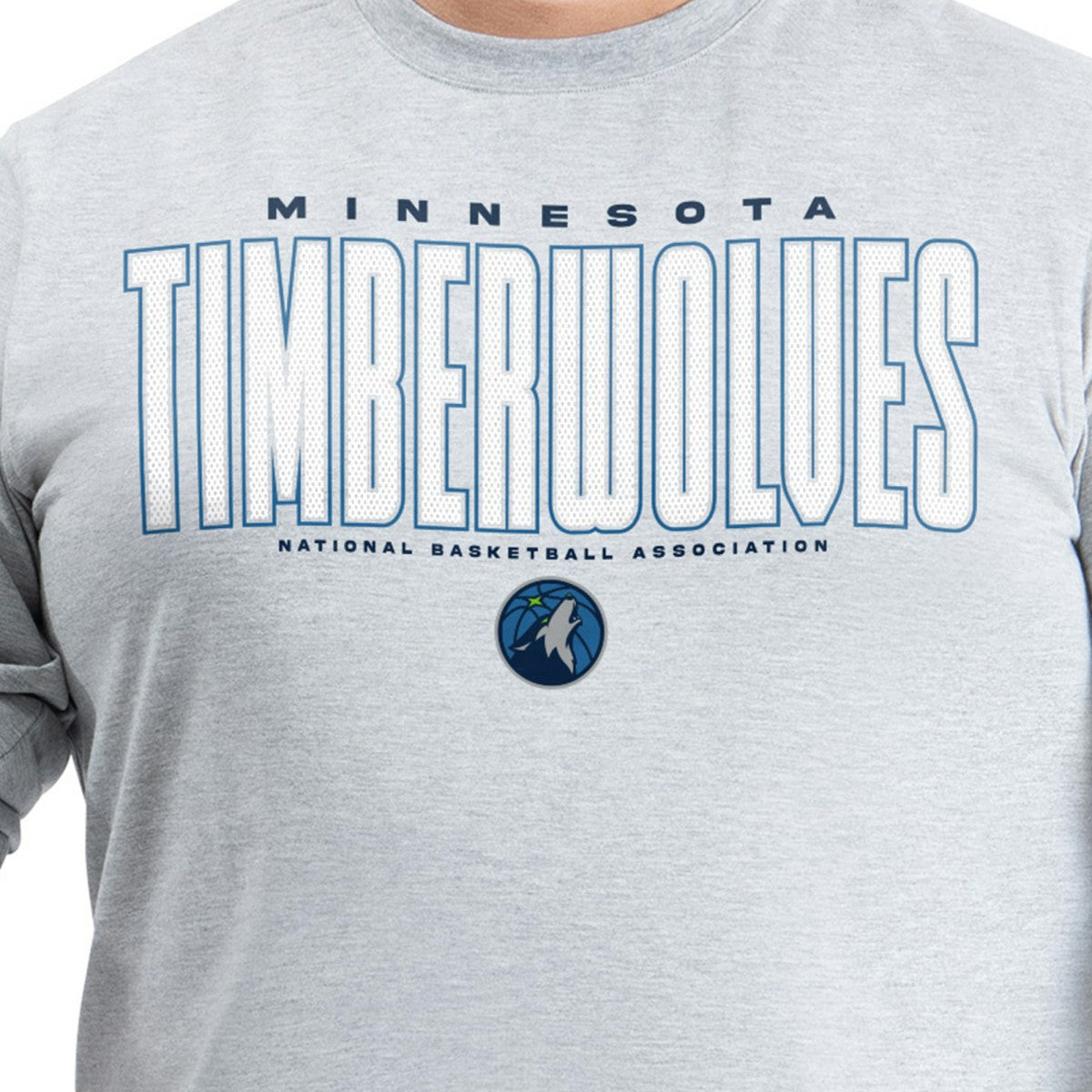 Minnesota Timberwolves G-III Sports by Carl Banks Adaptive Printed Mesh Effect Long Sleeve T-Shirt Gray