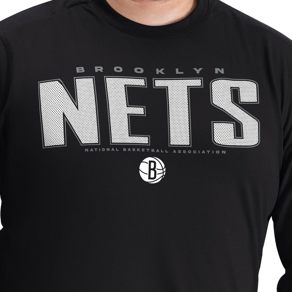 Brooklyn Nets G-III Sports by Carl Banks Adaptive Printed Mesh Effect Long Sleeve T-Shirt Black