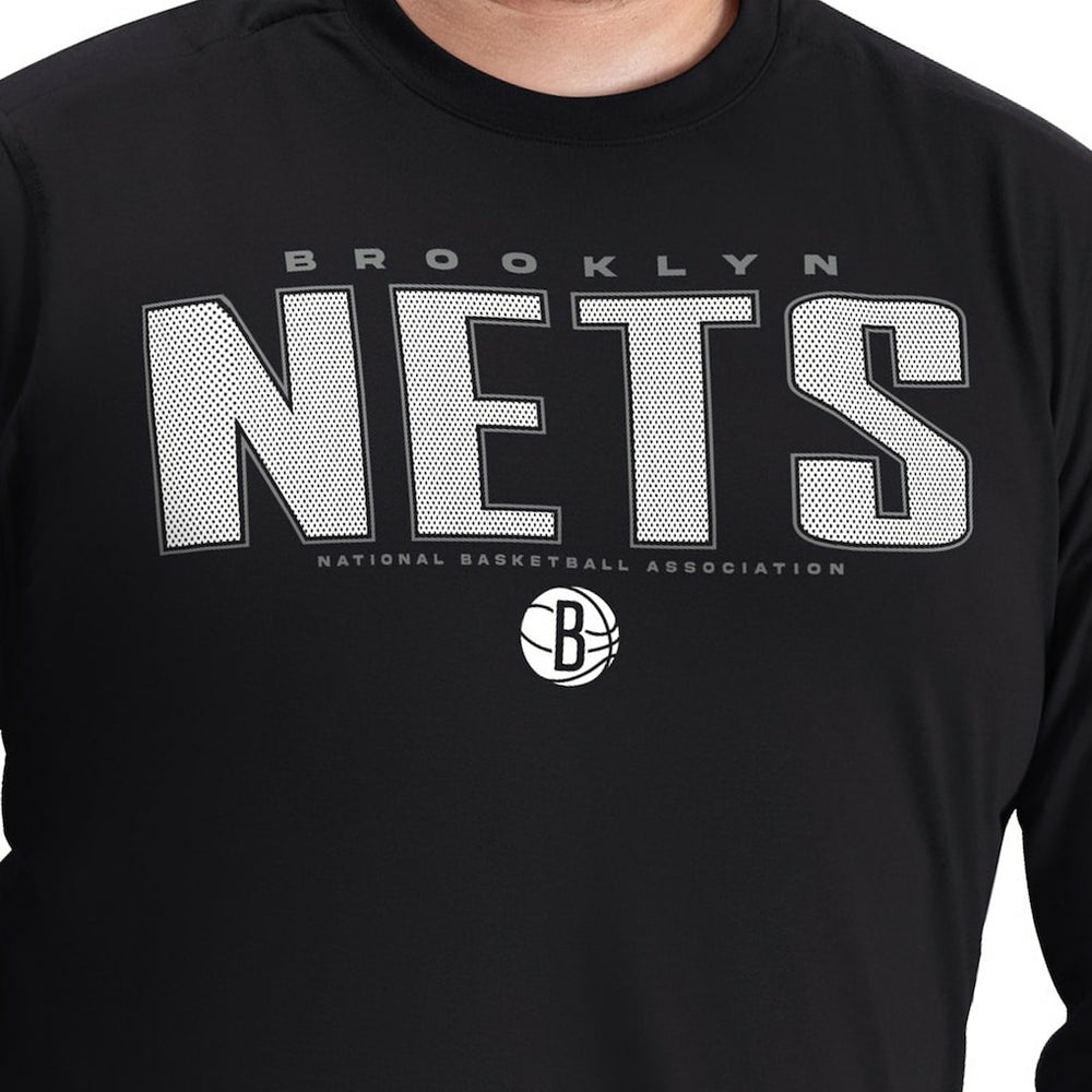 Brooklyn Nets G-III Sports by Carl Banks Adaptive Printed Mesh Effect Long Sleeve T-Shirt Black