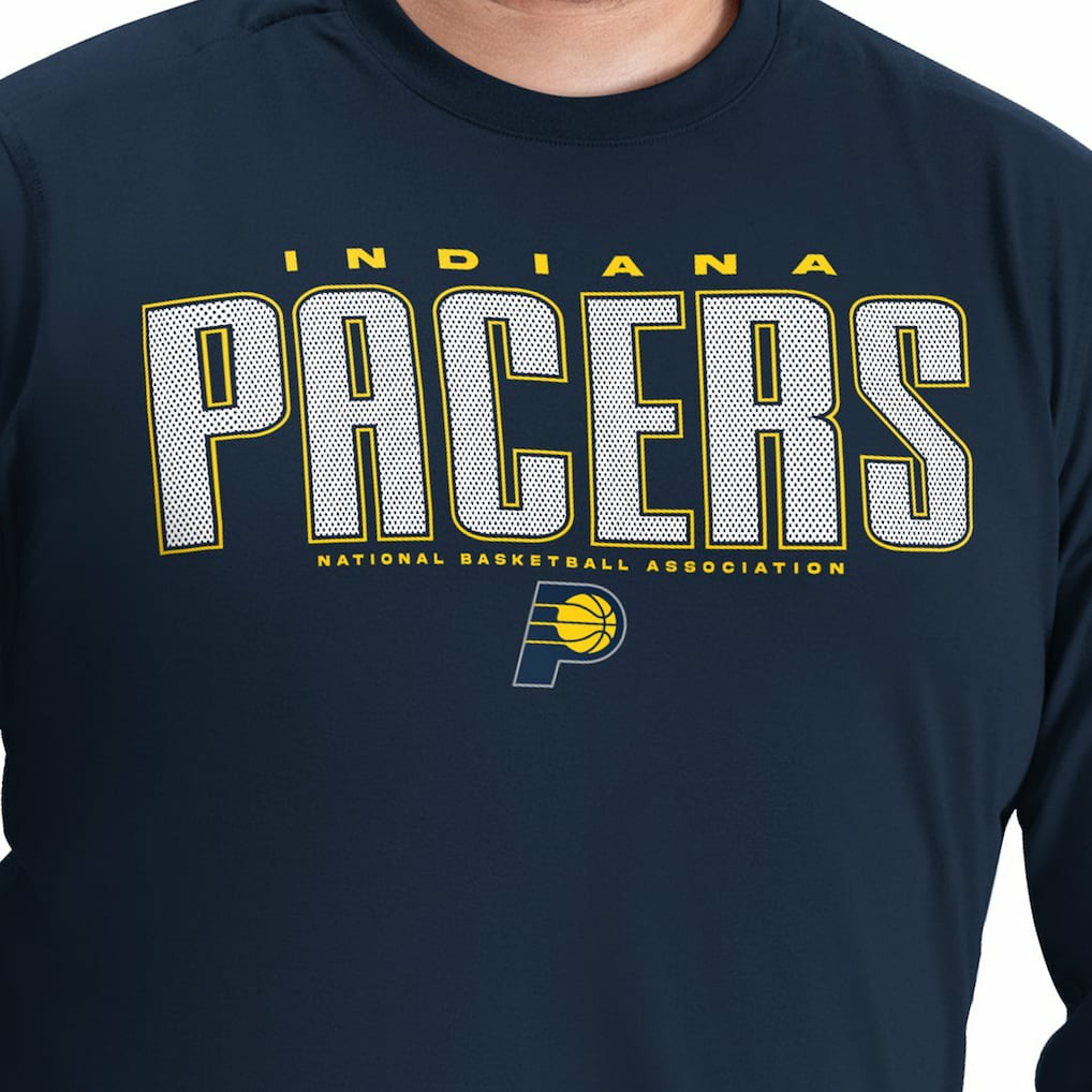 Indiana Pacers G-III Sports by Carl Banks Adaptive Printed Mesh Effect Long Sleeve T-Shirt Navy