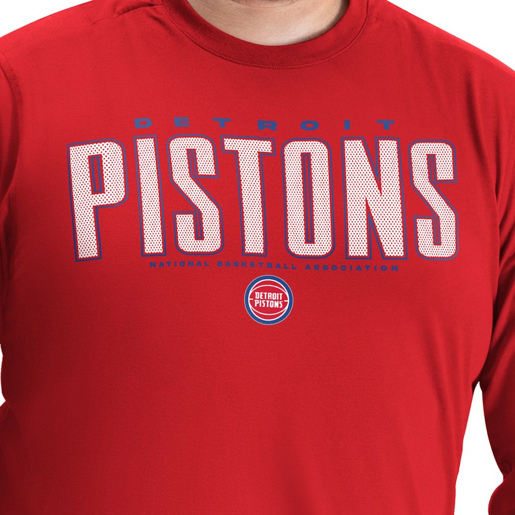 Detroit Pistons G-III Sports by Carl Banks Adaptive Printed Mesh Effect Long Sleeve T-Shirt Red