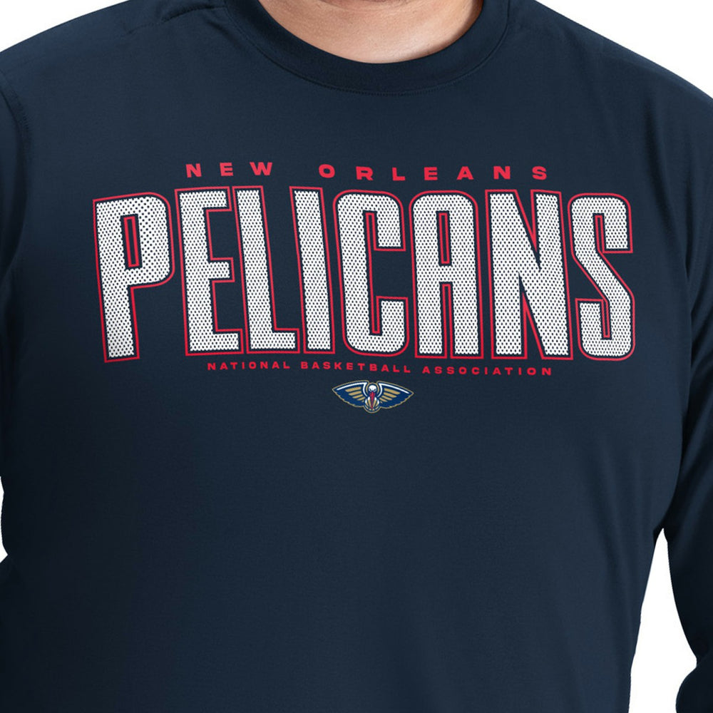 New Orleans Pelicans G-III Sports by Carl Banks Adaptive Printed Mesh Effect Long Sleeve T-Shirt Navy