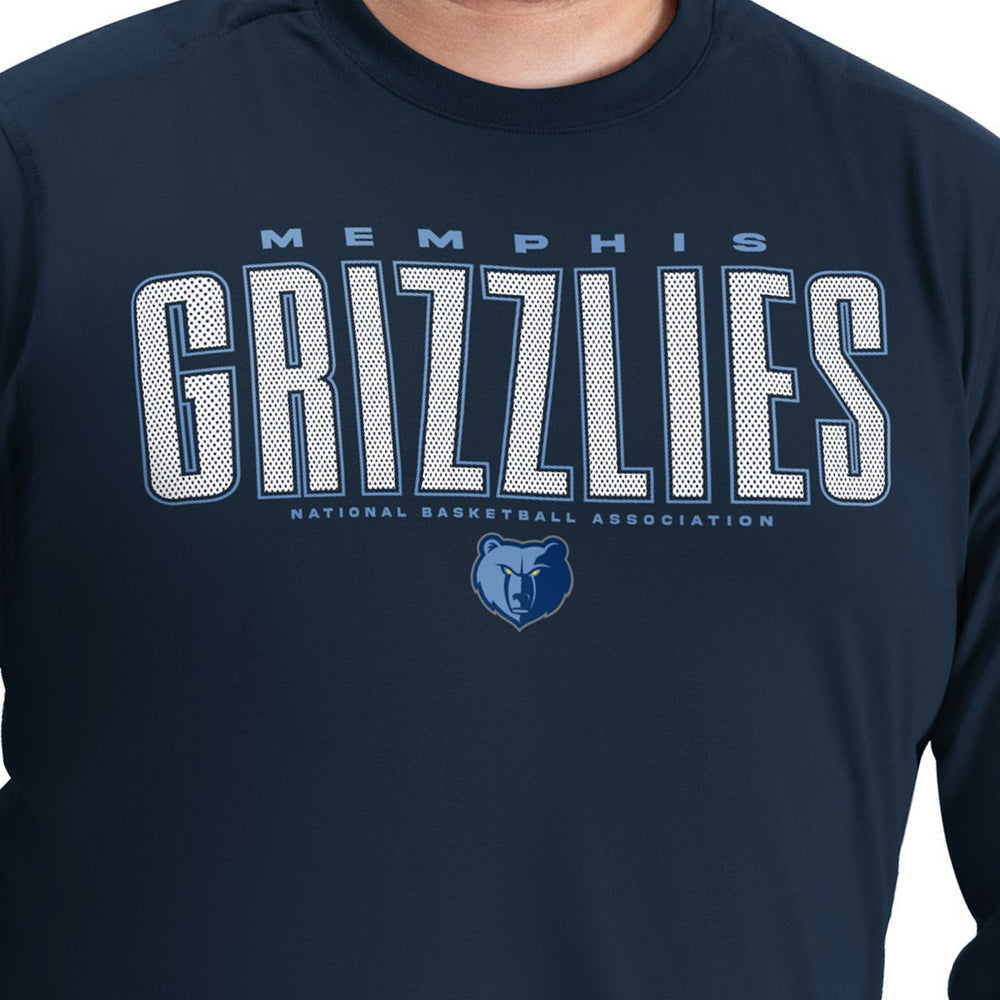 Memphis Grizzlies G-III Sports by Carl Banks Adaptive Printed Mesh Effect Long Sleeve T-Shirt Navy