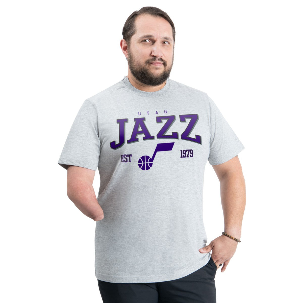 Utah Jazz G-III Sports by Carl Banks Adaptive Classic Team Spirit Short Sleeve T-Shirt Gray