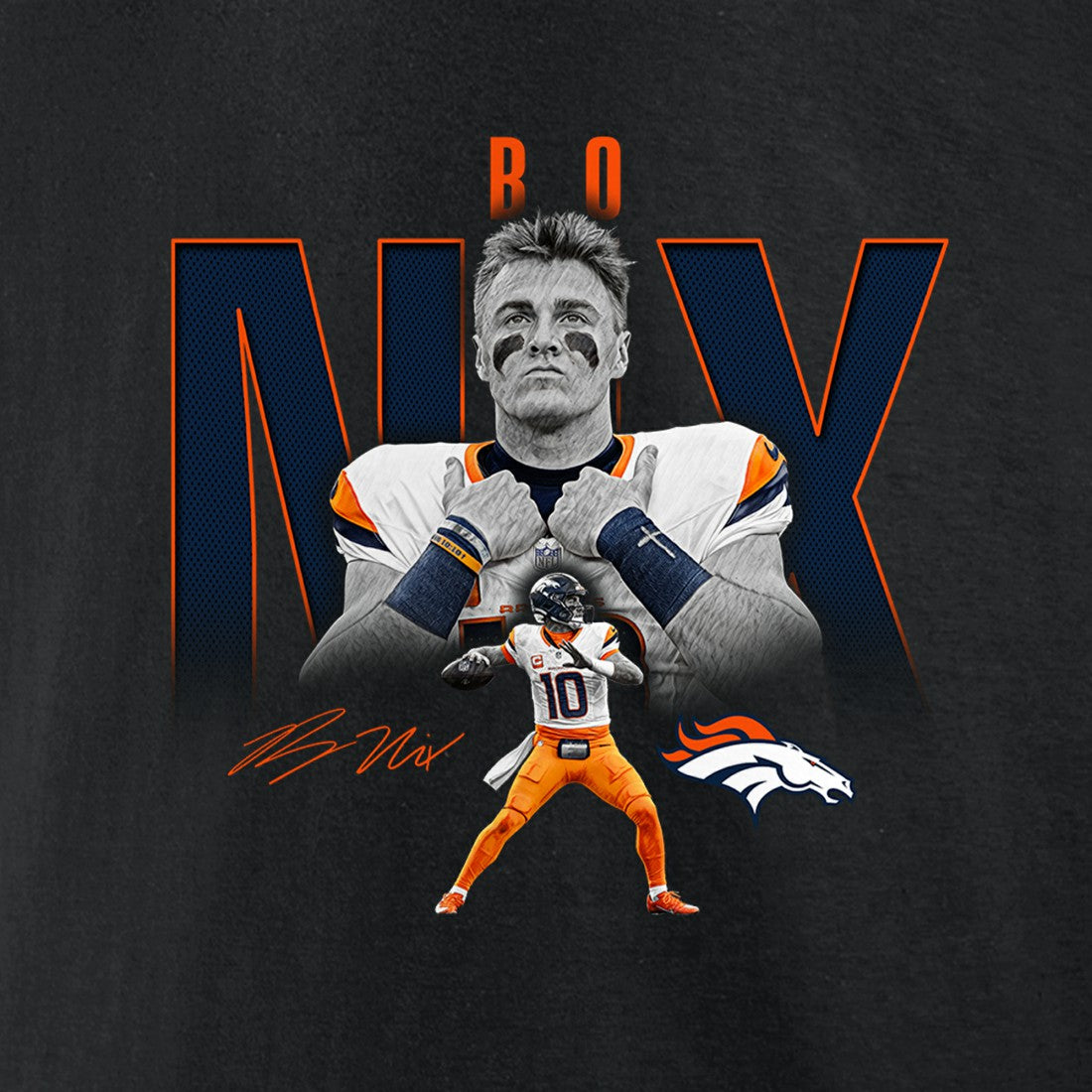 Bo Nix Denver Broncos Humble Shadow Player Graphic T-Shirt - Black - NFL