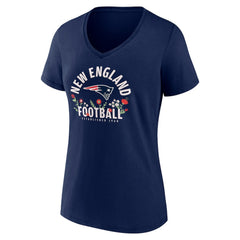 Drake Maye New England Patriots Women's Floral Name & Number V-Neck T-Shirt - Navy - NFL