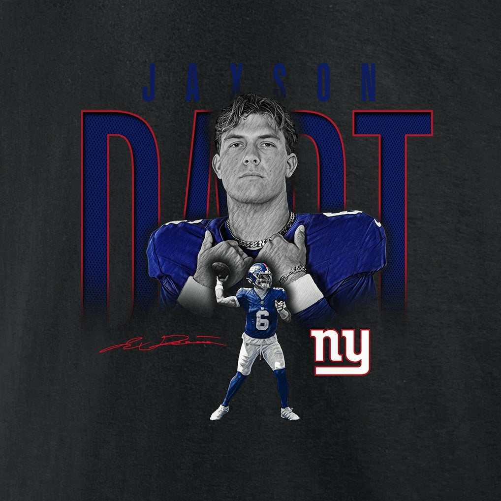 Jaxson Dart New York Giants Humble Shadow Player Graphic T-Shirt - Black - NFL