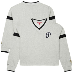 Philadelphia Phillies Mitchell & Ness Women's Cooperstown Collection V-Neck Cropped Toggle Sweatshirt Discount