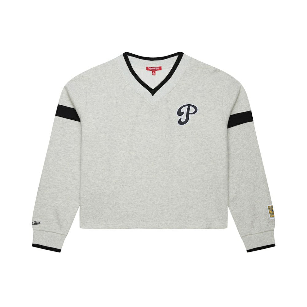 Philadelphia Phillies Mitchell & Ness Women's Cooperstown Collection V-Neck Cropped Toggle Sweatshirt Discount