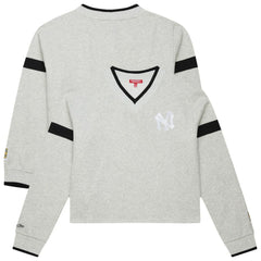 New York Yankees Mitchell & Ness Women's Cooperstown Collection V-Neck Cropped Toggle Sweatshirt for sale