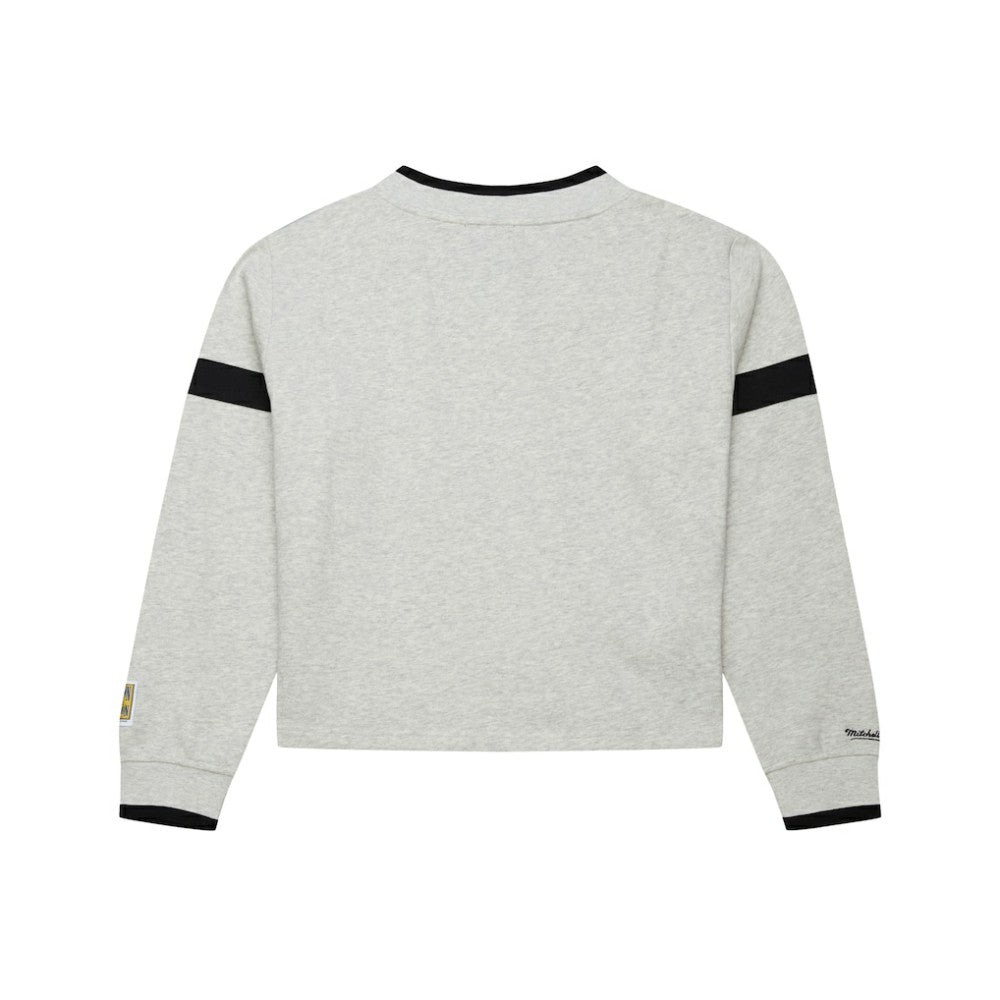 New York Yankees Mitchell & Ness Women's Cooperstown Collection V-Neck Cropped Toggle Sweatshirt for sale