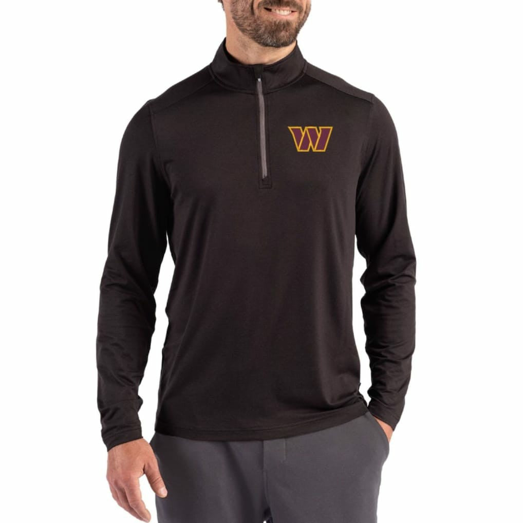 Washington Commanders Cutter & Buck Coastline Epic Comfort Recycled Quarter-Zip Pullover - Black - NFL