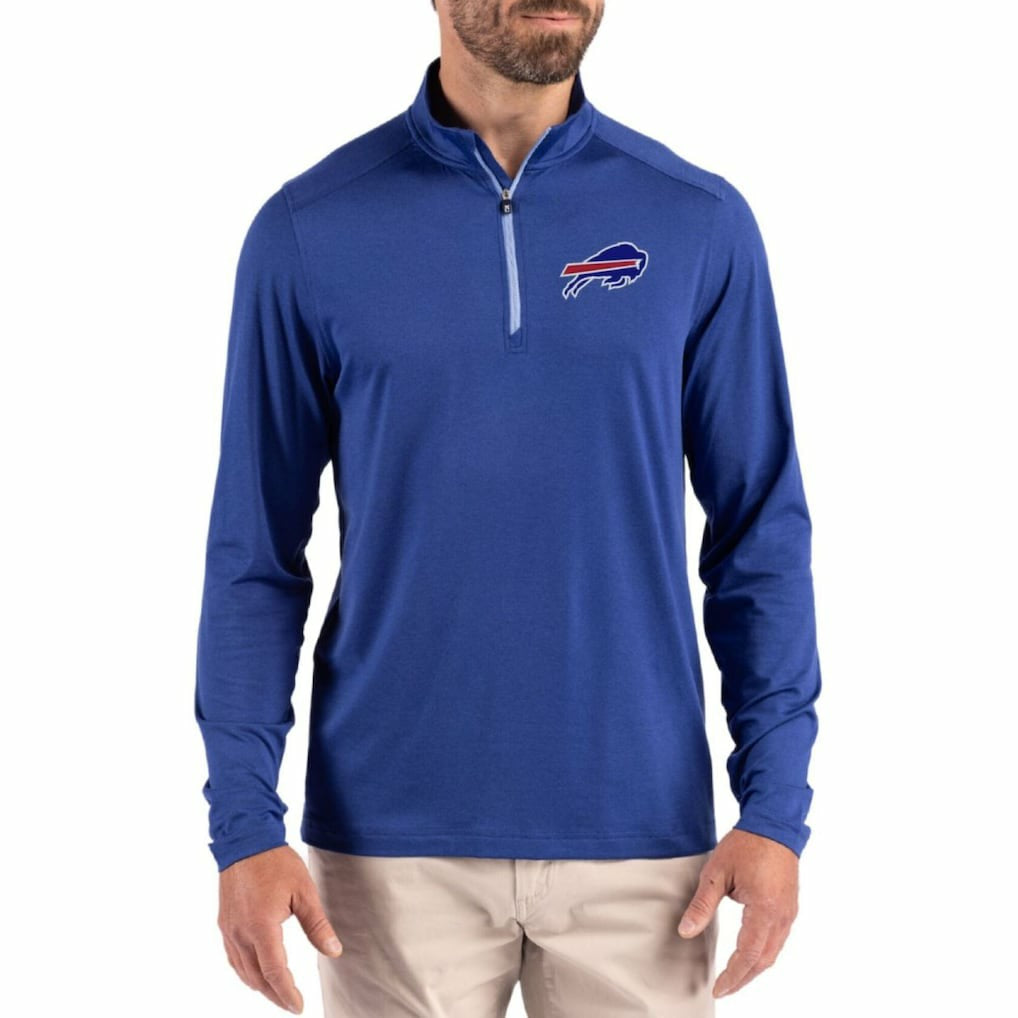 Buffalo Bills Cutter & Buck Coastline Epic Comfort Recycled Quarter-Zip Pullover - Royal - NFL