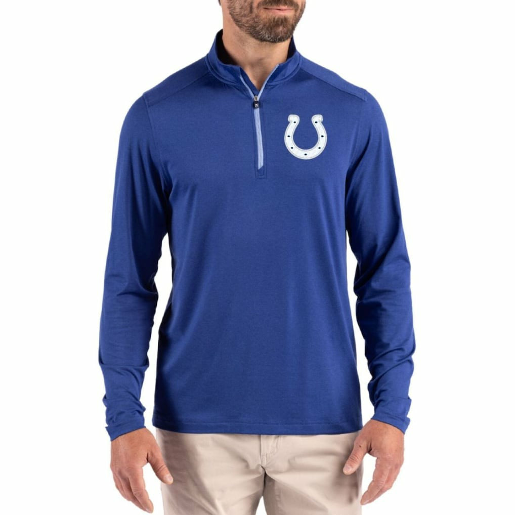 Indianapolis Colts Cutter & Buck Coastline Epic Comfort Recycled Quarter-Zip Pullover - Royal - NFL