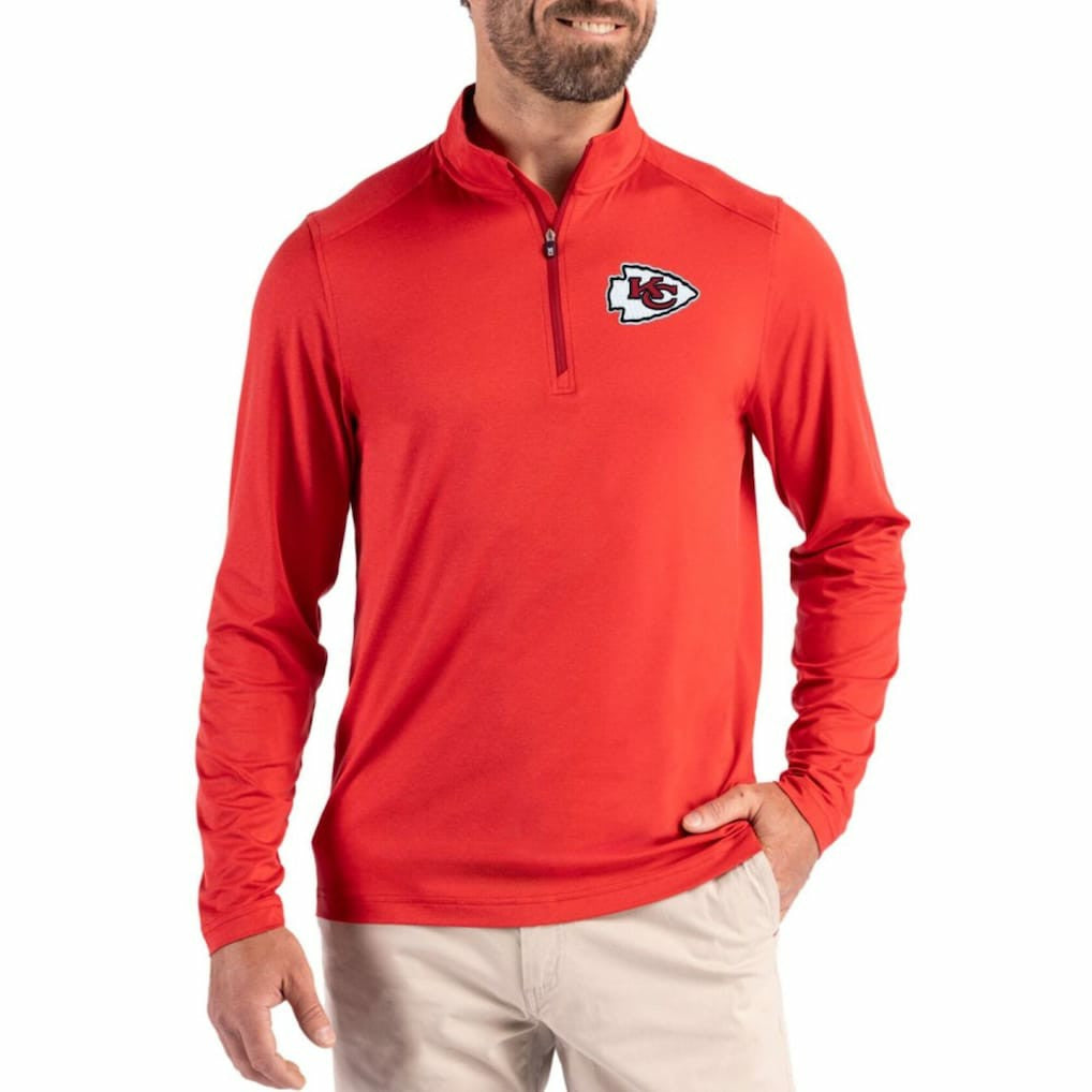 Kansas City Chiefs Cutter & Buck Coastline Epic Comfort Recycled Quarter-Zip Pullover - Red - NFL