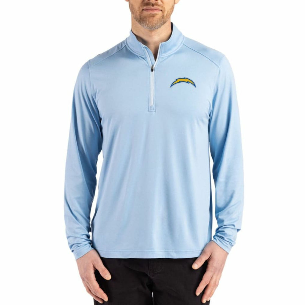 Los Angeles Chargers Cutter & Buck Coastline Epic Comfort Recycled Quarter-Zip Pullover - Powder Blue - NFL