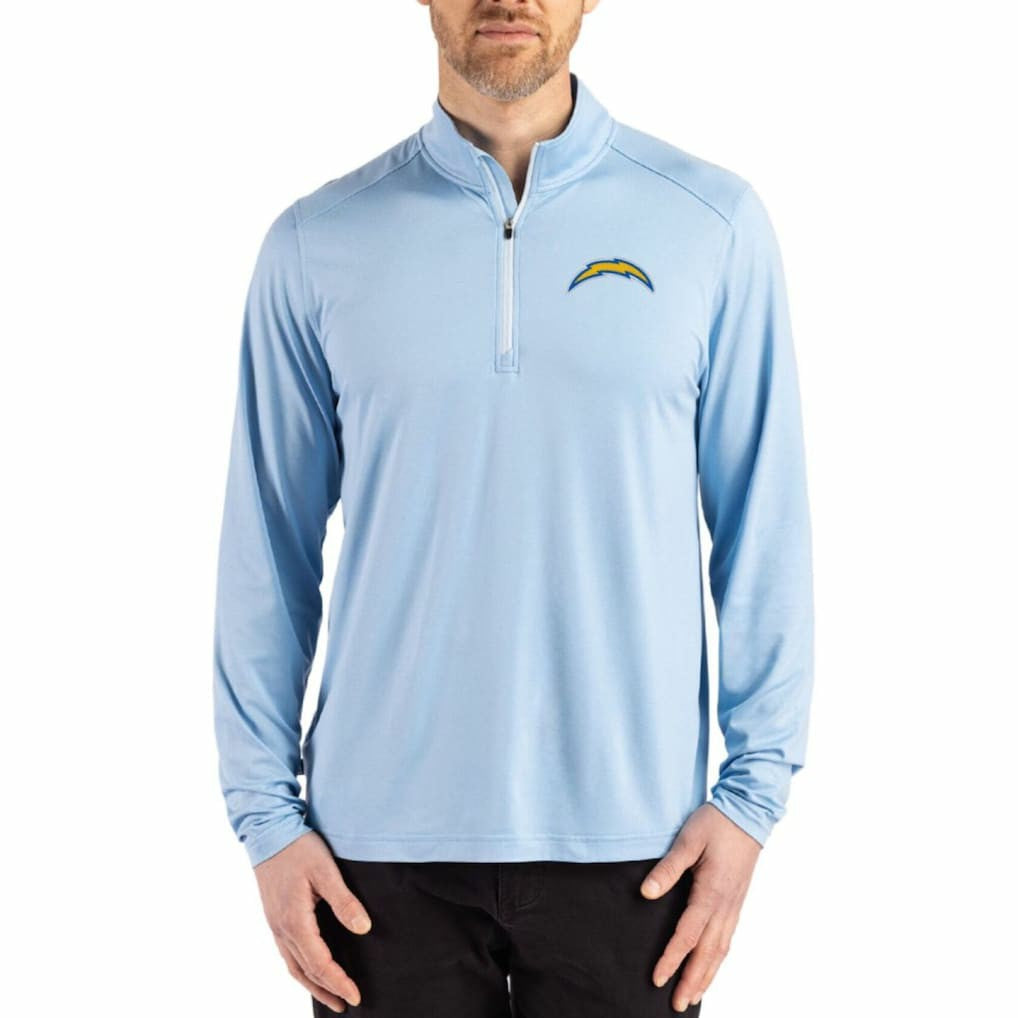 Los Angeles Chargers Cutter & Buck Coastline Epic Comfort Recycled Quarter-Zip Pullover - Powder Blue - NFL