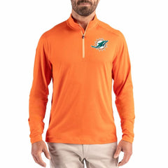 Miami Dolphins Cutter & Buck Coastline Epic Comfort Recycled Quarter-Zip Pullover - Orange - NFL
