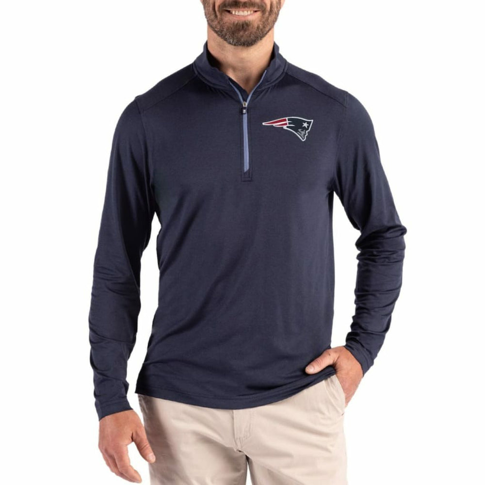 New England Patriots Cutter & Buck Coastline Epic Comfort Recycled Quarter-Zip Pullover - Navy - NFL