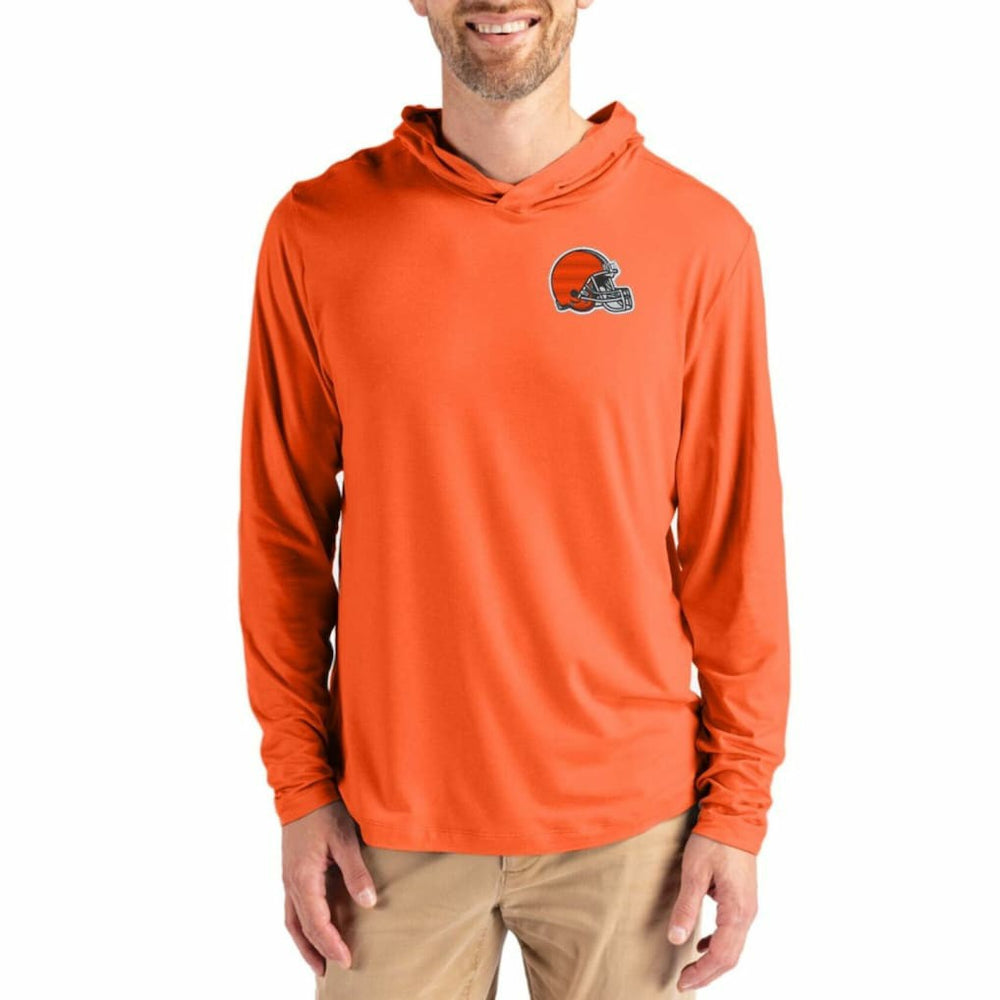 Cleveland Browns Cutter & Buck Coastline Epic Comfort Recycled Long Sleeve Hoodie T-Shirt - Orange - NFL