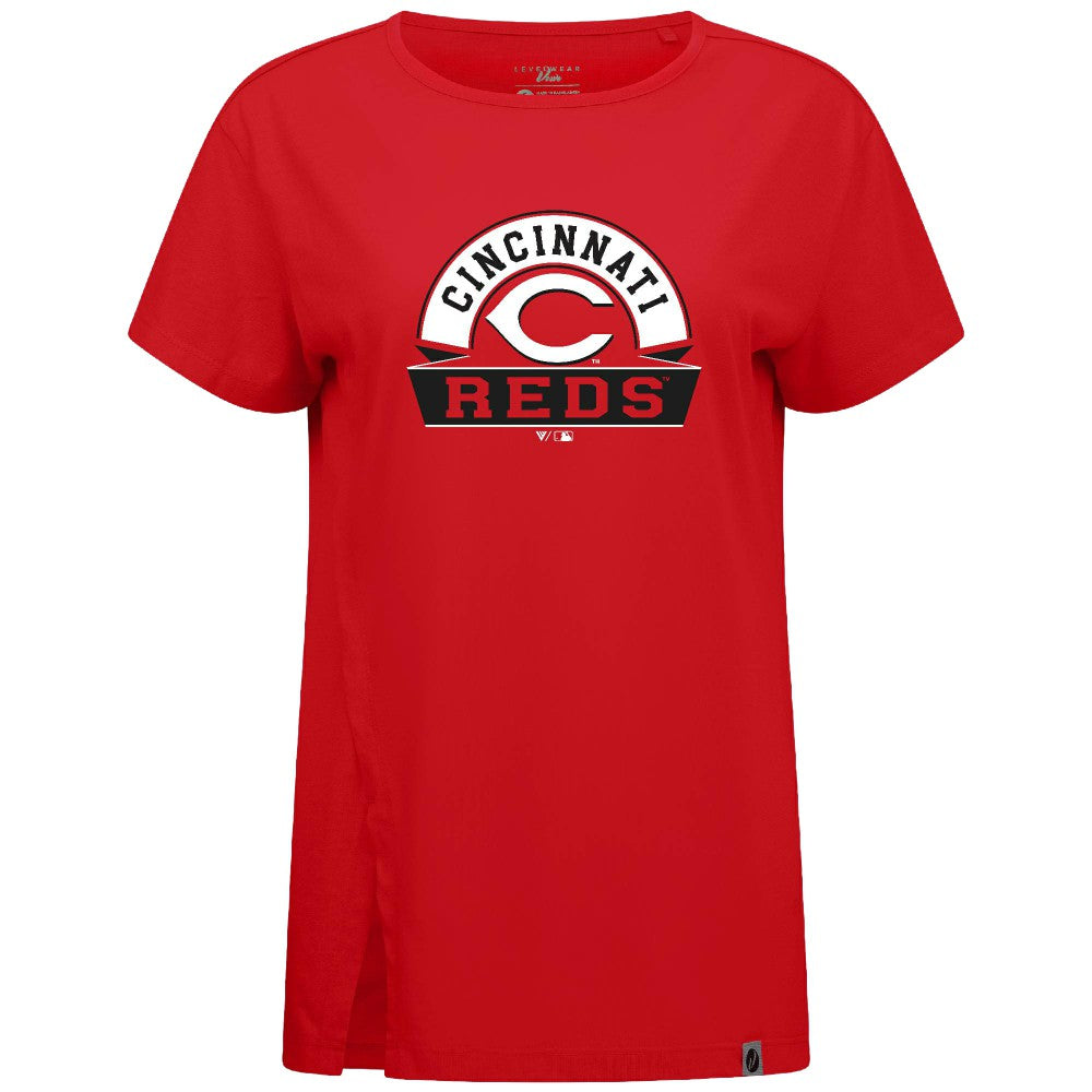 Cincinnati Reds Levelwear Women's Influx Banner Arch T-Shirt Outlet