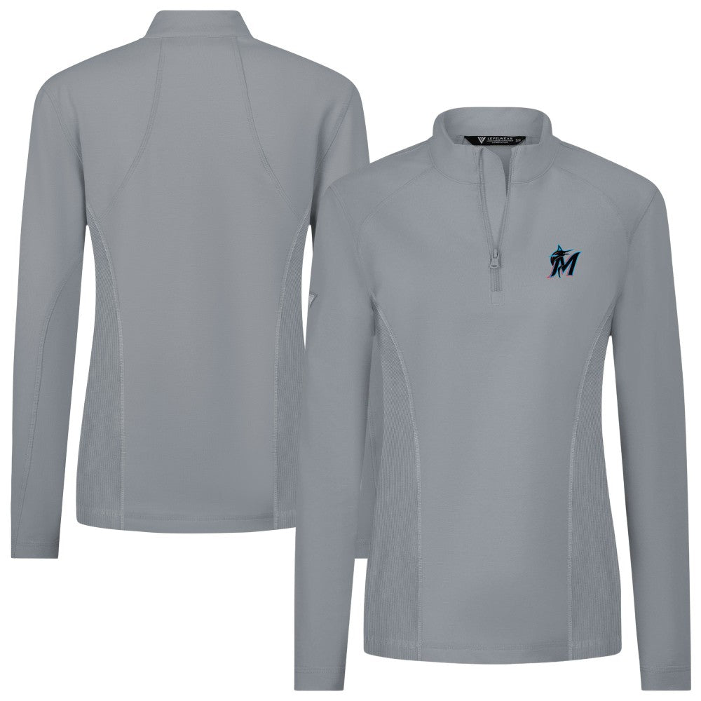 Miami Marlins Levelwear Women's Upright Insignia 2.0 Quarter-Zip Tri-Blend Top for sale
