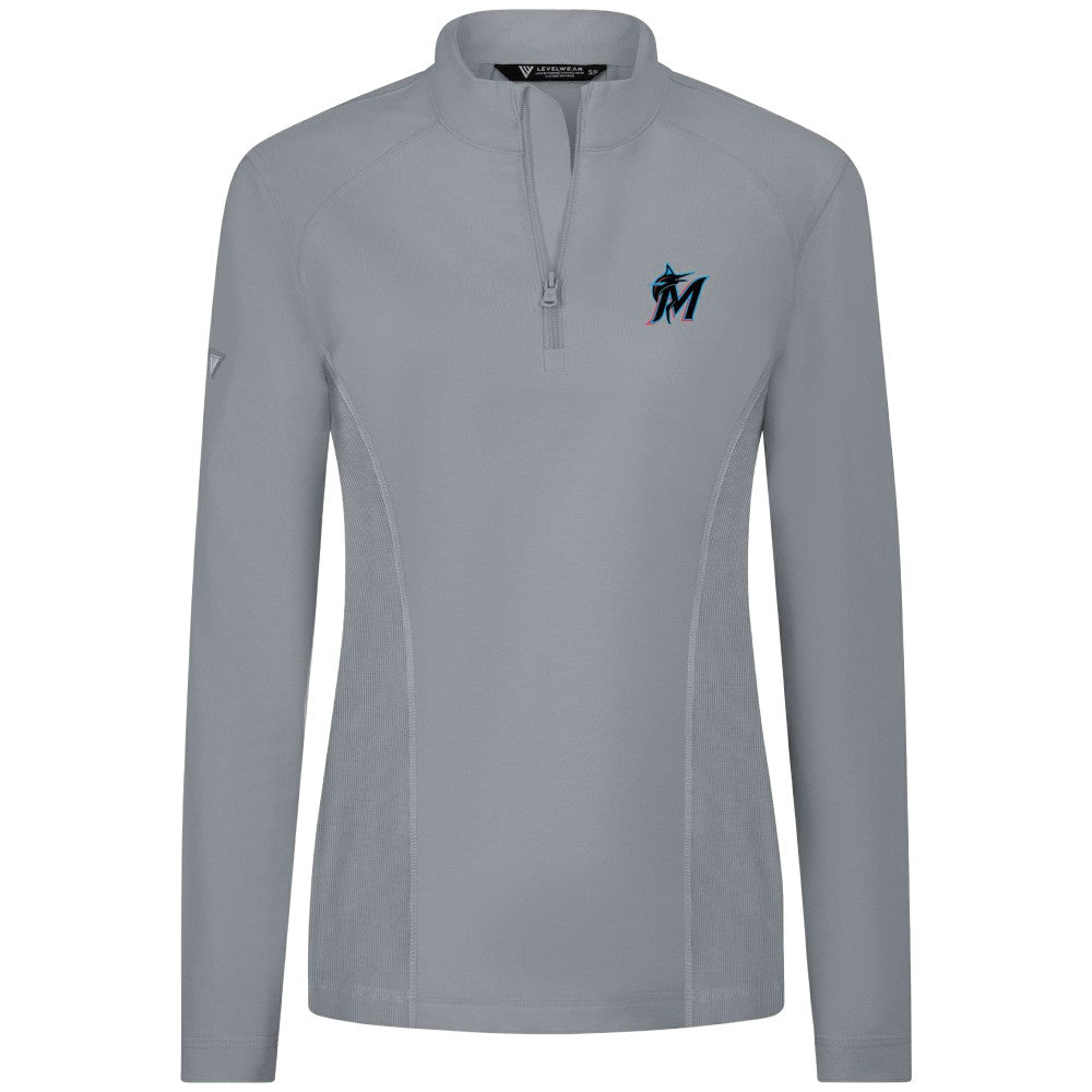 Miami Marlins Levelwear Women's Upright Insignia 2.0 Quarter-Zip Tri-Blend Top for sale