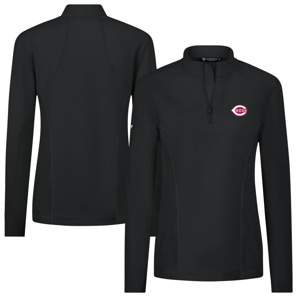 Cincinnati Reds Levelwear Women's Upright Insignia 2.0 Quarter-Zip Tri-Blend Top Outlet