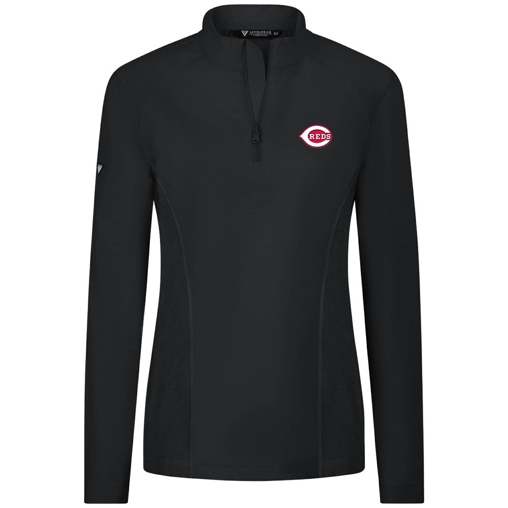 Cincinnati Reds Levelwear Women's Upright Insignia 2.0 Quarter-Zip Tri-Blend Top Outlet