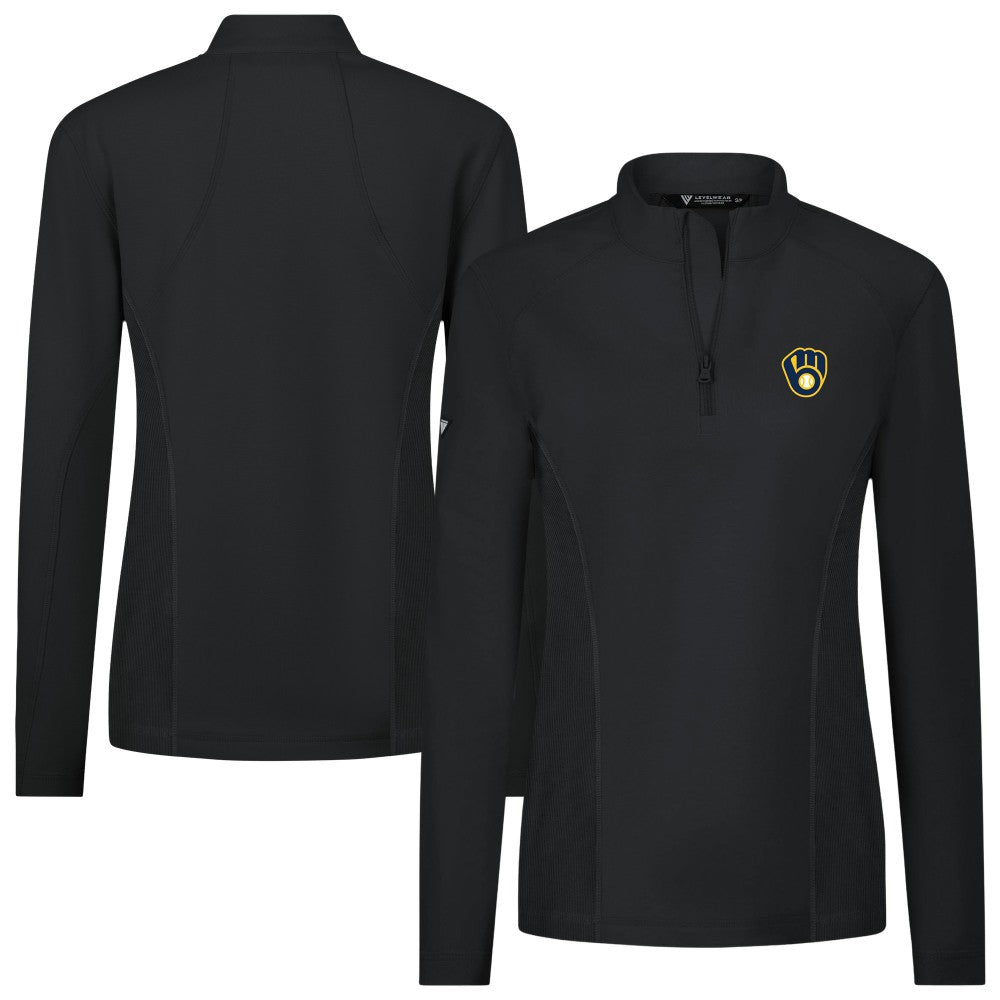 Milwaukee Brewers Levelwear Women's Upright Insignia 2.0 Quarter-Zip Tri-Blend Top for sale