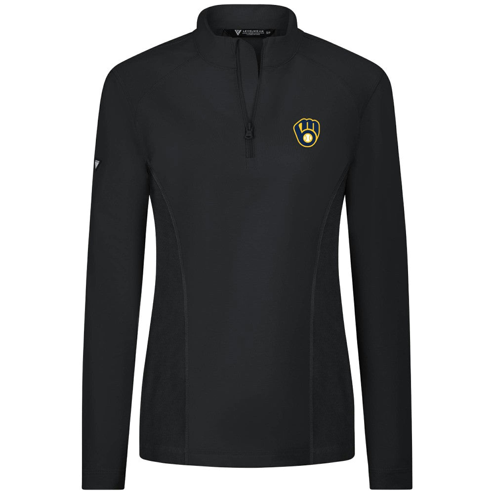 Milwaukee Brewers Levelwear Women's Upright Insignia 2.0 Quarter-Zip Tri-Blend Top for sale