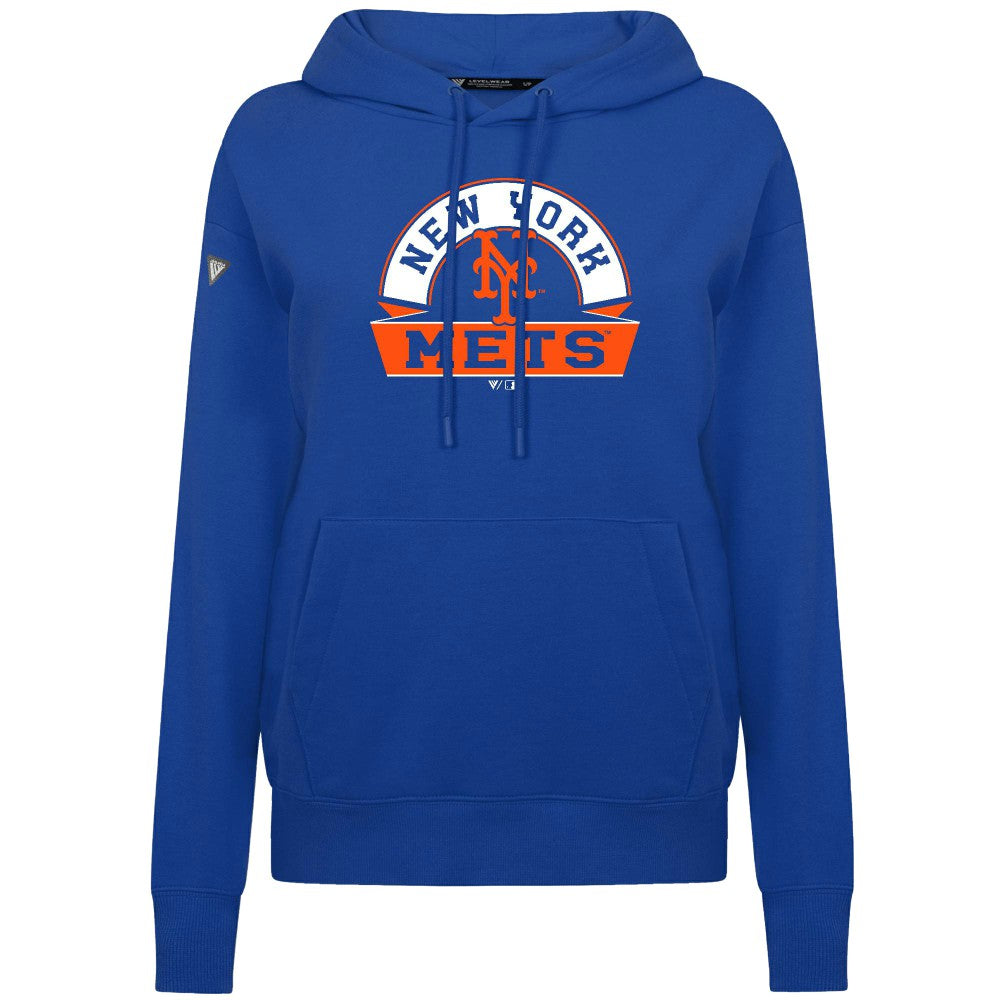 New York Mets Levelwear Women's Adorn Banner Arch Hoodie Outlet