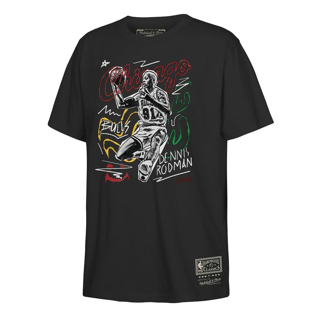 Mitchell & Ness Dennis Rodman Chicago Bulls Youth Chalked Up T-Shirt Black