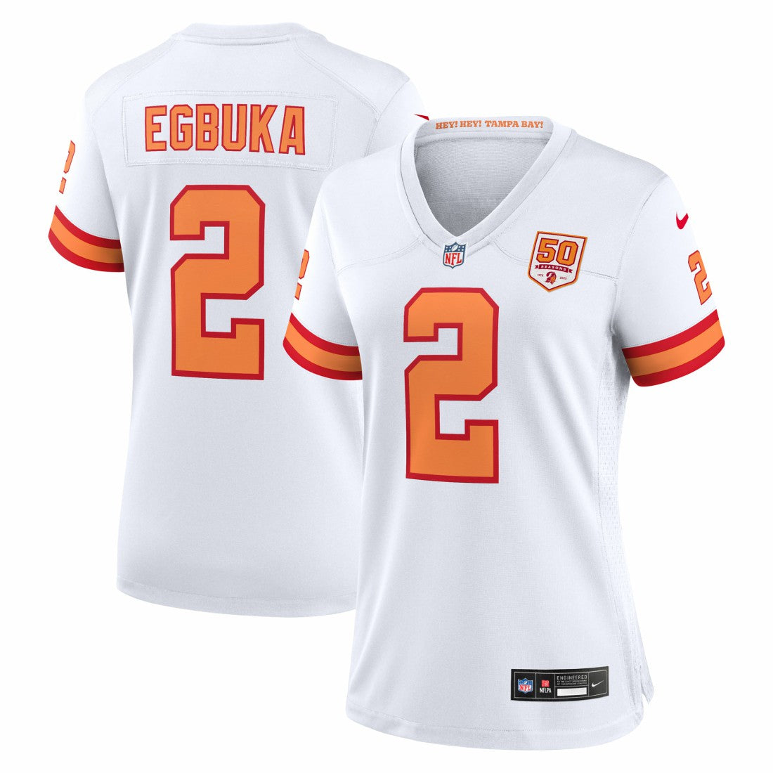 Emeka Egbuka '76 Tampa Bay Buccaneers Women's Alternate 50th Season Game Jersey - White - Nike