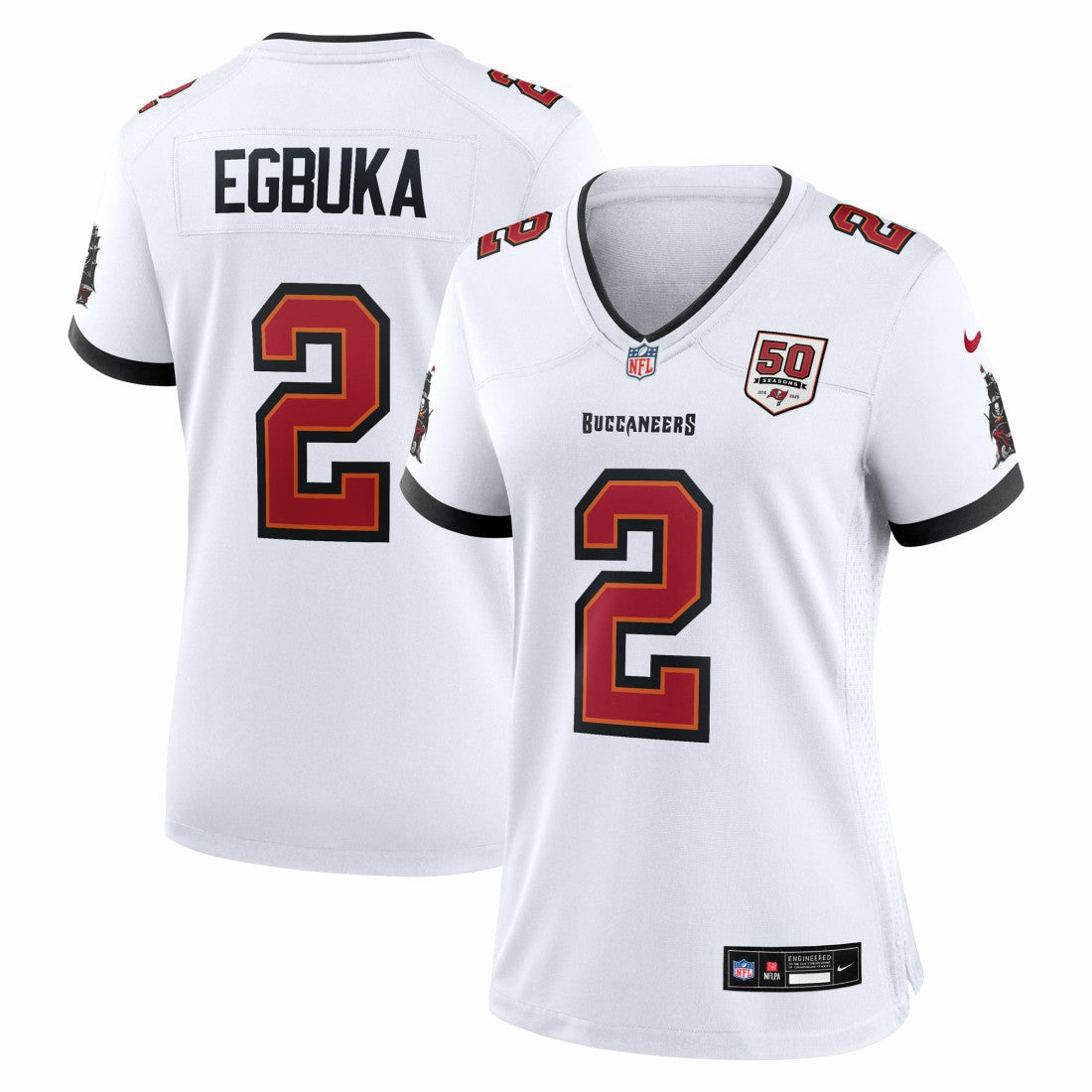 Emeka Egbuka Tampa Bay Buccaneers Women's 50th Season Game Jersey - White - Nike