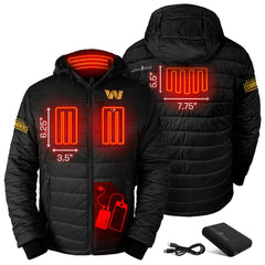 Washington Commanders ActionHeat 5V Battery Heated Full-Zip Hoodie Puffer Jacket - Black - NFL