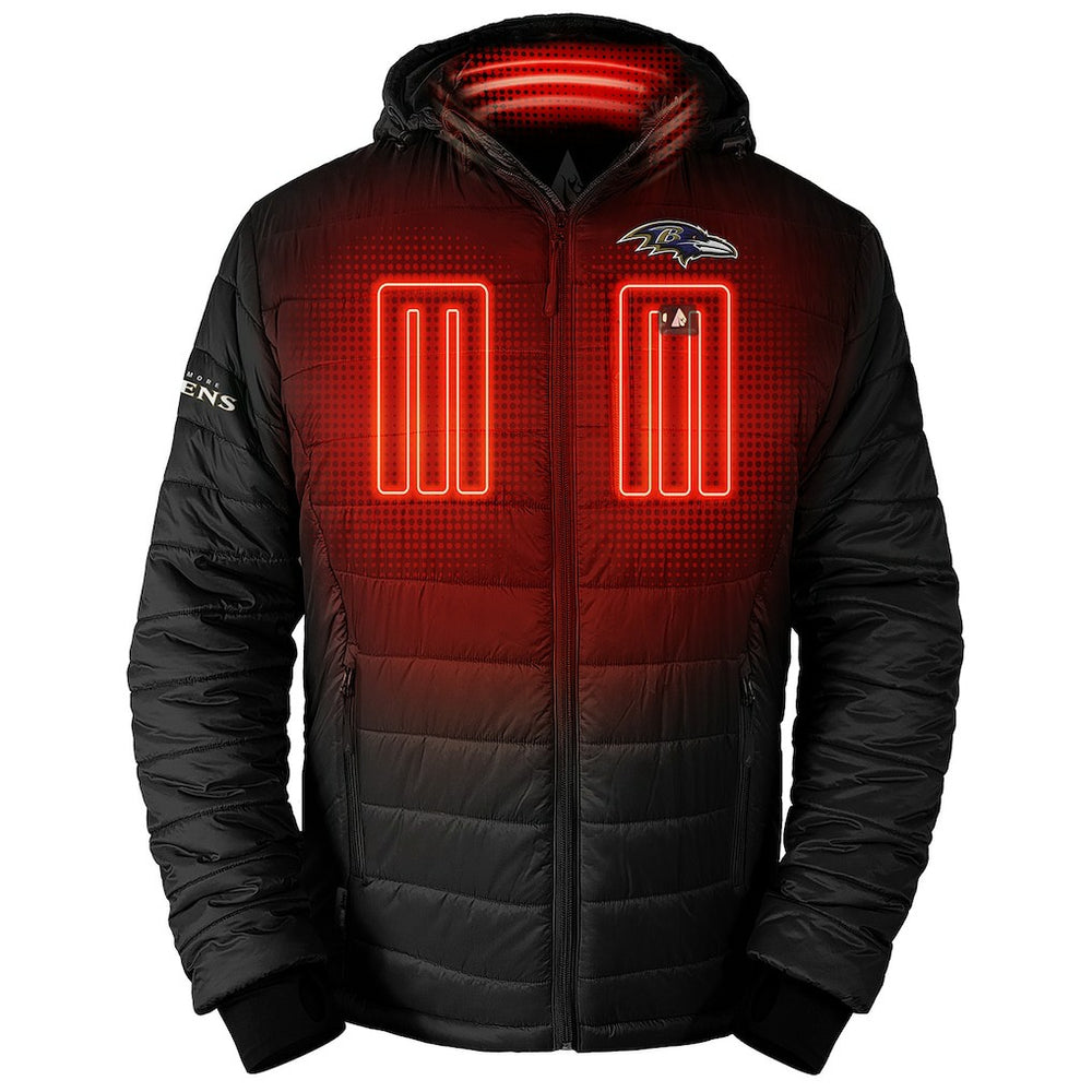 Baltimore Ravens ActionHeat 5V Battery Heated Full-Zip Hoodie Puffer Jacket - Black - NFL