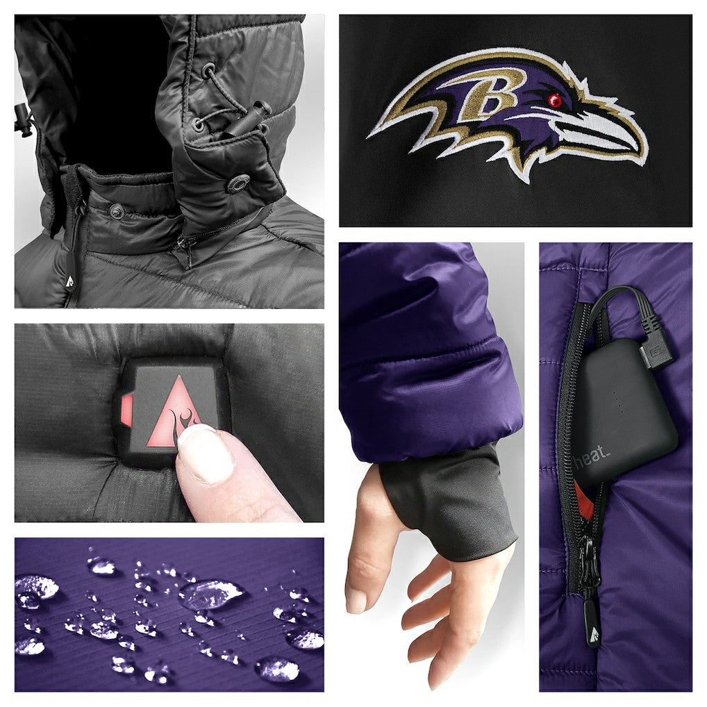 Baltimore Ravens ActionHeat 5V Battery Heated Full-Zip Hoodie Puffer Jacket - Purple - NFL