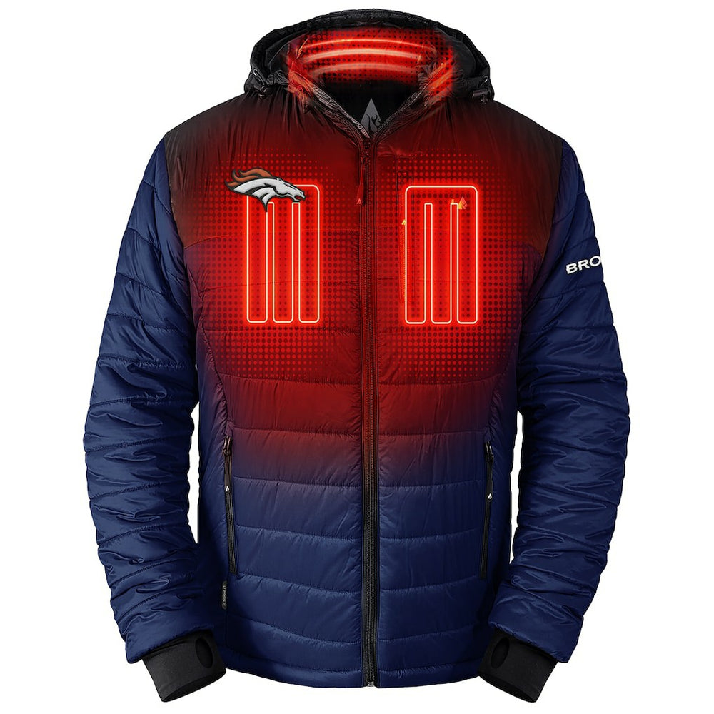 Denver Broncos ActionHeat 5V Battery Heated Colorblock Full-Zip Puffer Jacket - Black/Navy - NFL