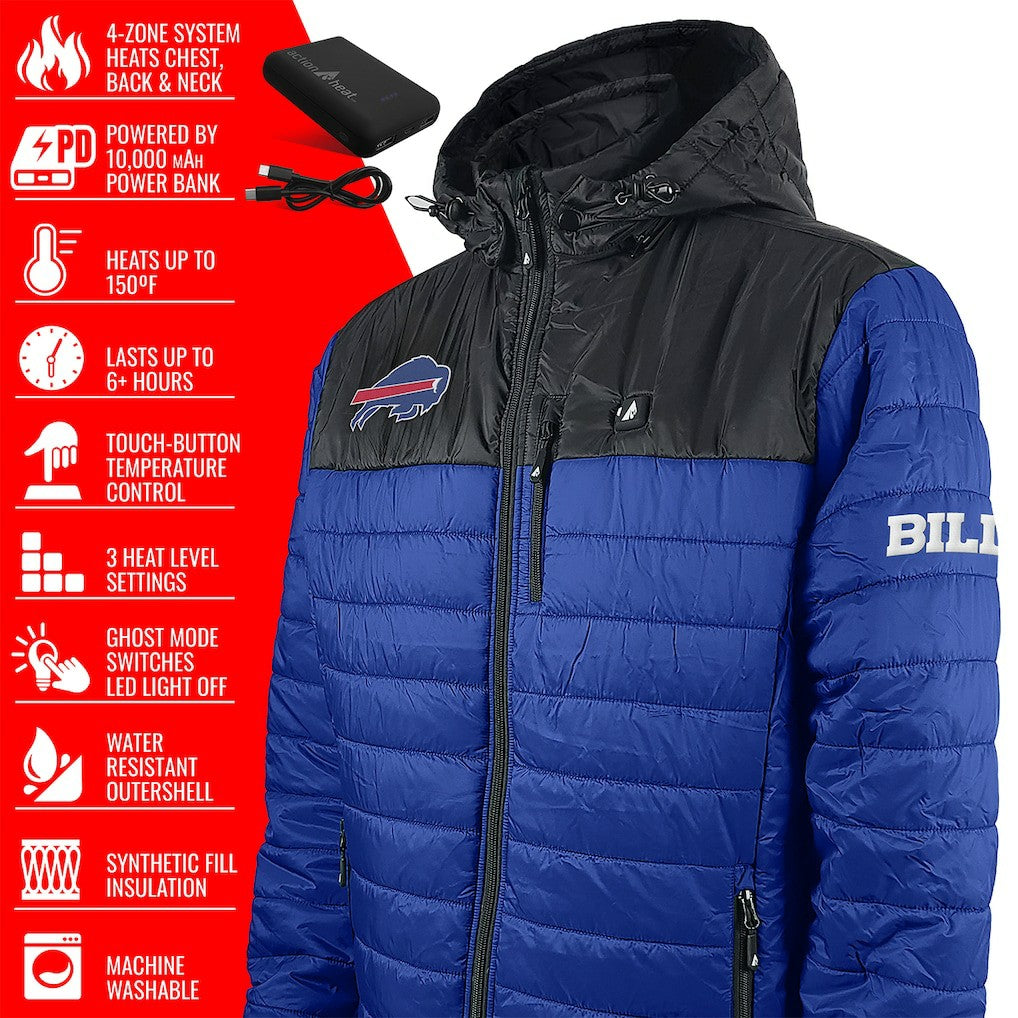 Buffalo Bills ActionHeat 5V Battery Heated Colorblock Full-Zip Puffer Jacket - Black/Royal - NFL