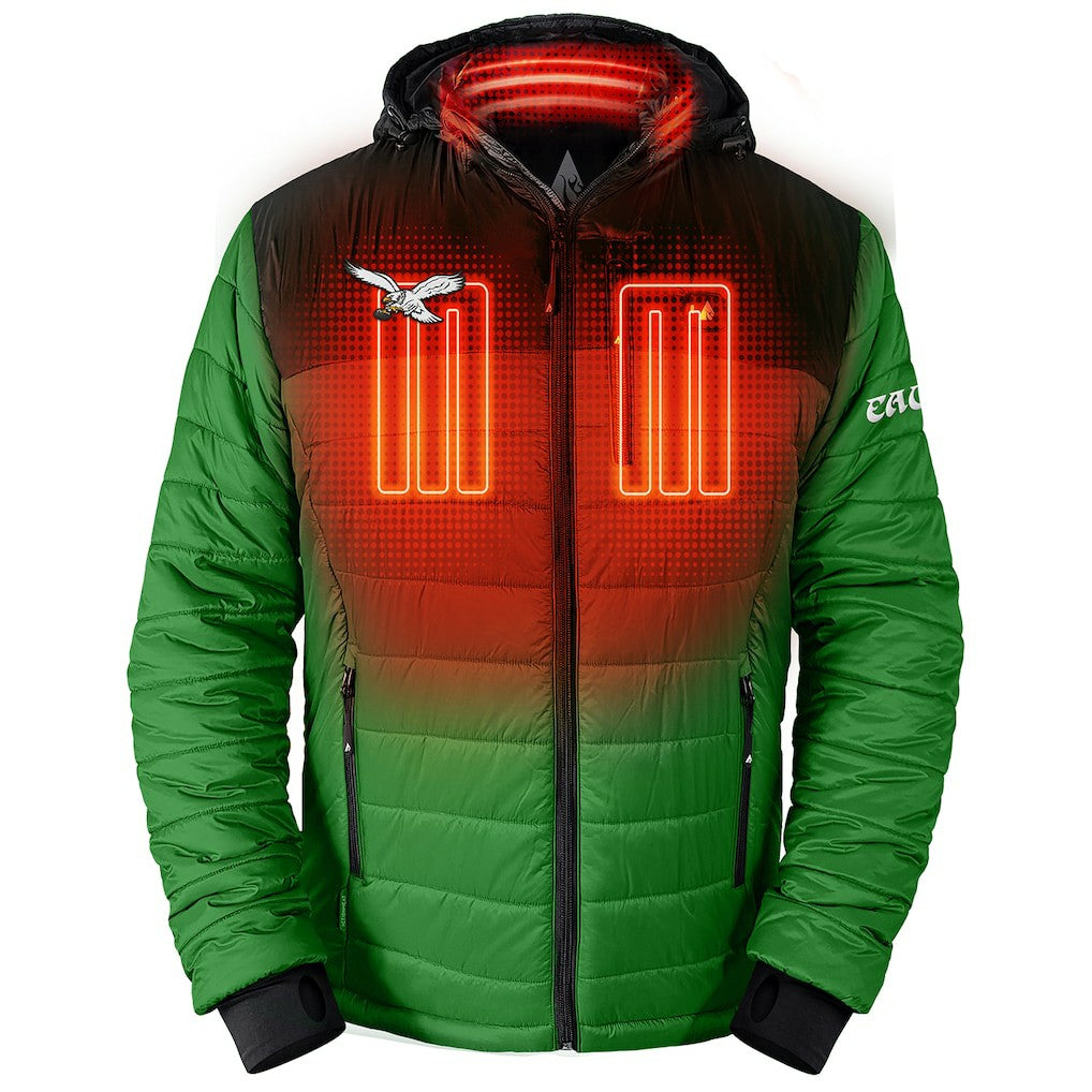 Philadelphia Eagles ActionHeat 5V Battery Heated Colorblock Full-Zip Puffer Jacket - Black/Kelly Green - NFL